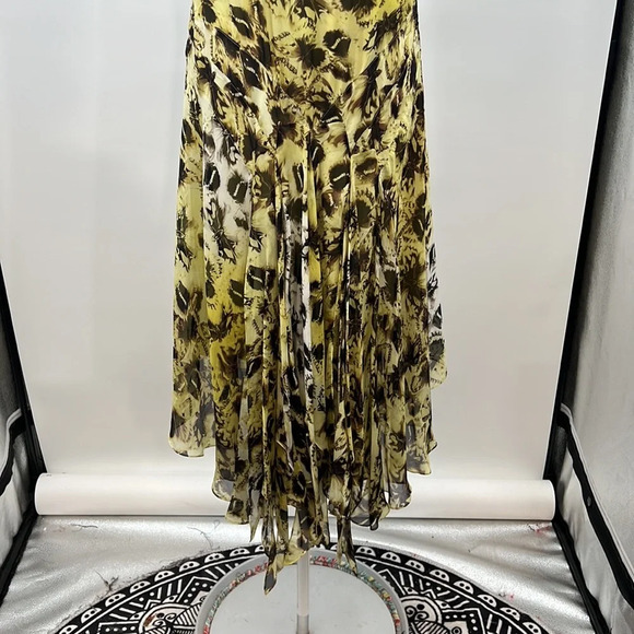 Leifsdottir Anthropologie Dress Womens 6 Yellow Brown Butterfly Print 100% Silk - Picture 7 of 13